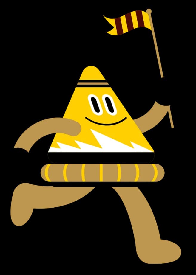 Maskot kuning pembawa bendera