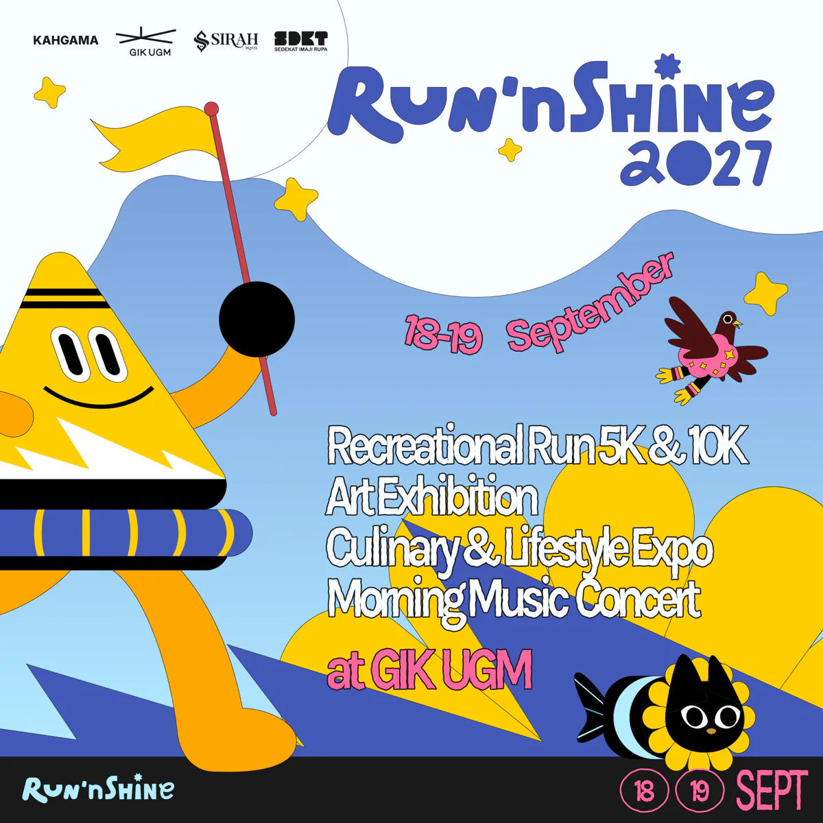 Run'nShine 2027 — 18–19 September 2027 di GIK UGM: Recreational Run 5K & 10K, Art Exhibition, Culinary & Lifestyle Expo, Morning Music Concert